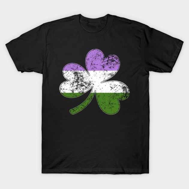 Genderqueer Shamrock Pride Flag T-Shirt by wheedesign